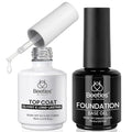 Beetles 2Pcs 15ml Gel Base and Top Coat Set - Upgrade No Wipe Extra Glossy Top Coat Finish for Gel Nail Polish, Soak Off UV/LED Lamp Needed, Essentials for Long-Lasting Manicure Kit
