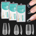 3 Shapes Soft Gel Nail Tips Almond Square Coffin Kit, Pre-buff Inner & Full Matte Surface Acrylic Etch X False Nail 12 Sizes 360Pcs, Clear Press On Nails for Extension Manicure Daily Nail Art, BlueZOO