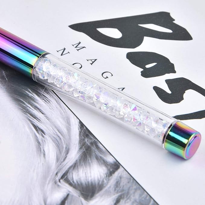 1Pcs Oval UV Builder Gel Nail Brush Rhinestone Handle Professional Nail Art Tool for Polygel Hard Gel