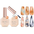 MelodySusie 2PCS Clear Blooming Gel and Top Coat Set for Nail Design, Marble Watercolor UV Gel Nail Polish, Spreading Effect Sheer Painting Gel Nail Art Supplies, Nail Salon Manicure at Home for Women