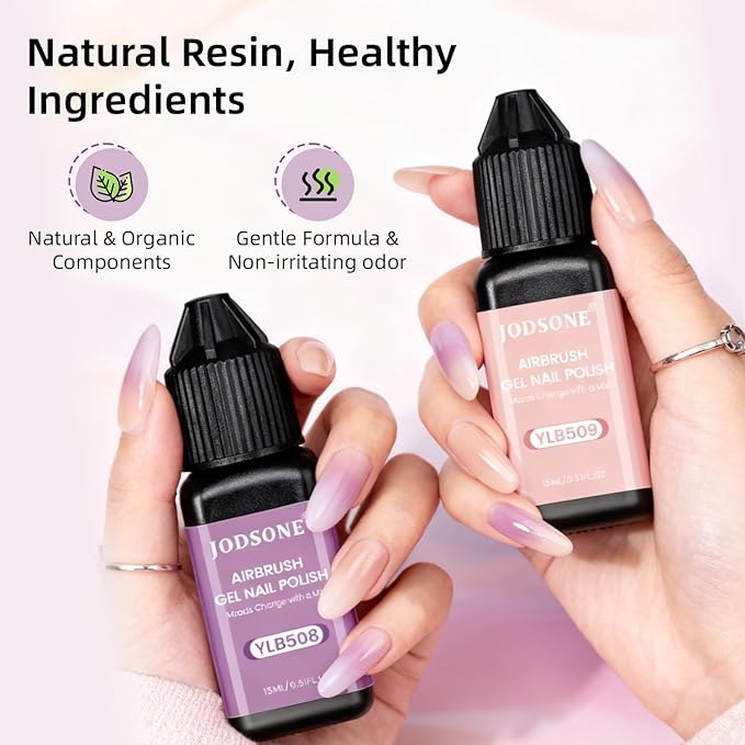 JODSONE Airbrush Gel Nail Polish Set 20 Colors No Dilution Strong Coverage for Ombre French Nail Art Design Nail Airbrush Paint Gel Nail Polish Ideal for Home Salon Use