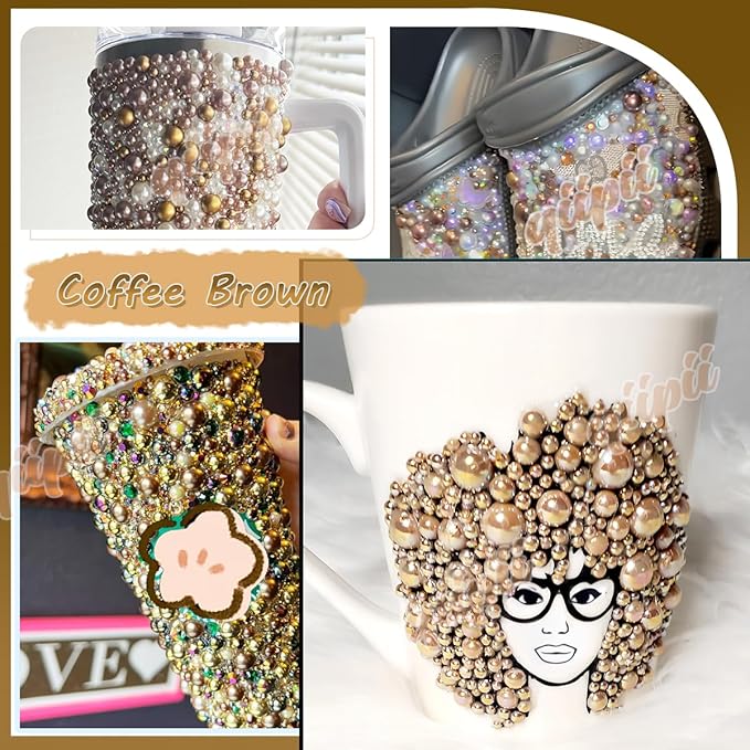 qiiipi 2 Big Boxes Metallic Color Resin Pearls and Rhinestones w B7000 Glue for Bedazzling Crafting Flatback Stones Gems Diamonds Bedazzler Kit for Nails Face Makeup Tumblers Bottles Crafts﻿ Shoes