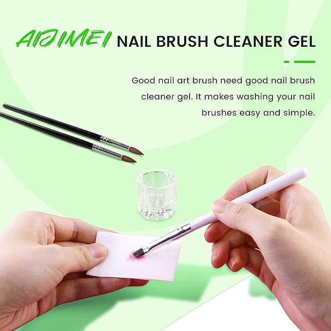 AIJIMEI Nail Brush Cleaner 120ml Acrylic Nail Brush Cleaner kit for Efficient Nail Art Brush Cleaning Quick Gel Removal Suitable for Professional and Home