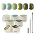 GAOY Olive Green Gel Nail Polish Set, 6 Glitter Cat Eye Mixed Shades UV Gel Polish with Magnet, for Salon Manicure & Nail Art DIY, Serenity Forest