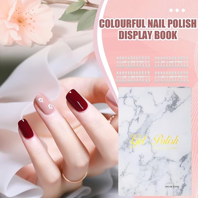 160 Nail Color Display Book with 240 Nail Tips and 1-200 Number Labels, Gel Polish Colors Card Board Professional Color Swatches Book Nail Storage Book