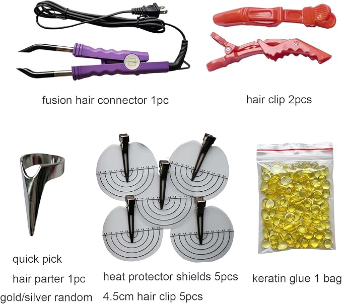 Keratin Hair Extensions Tools Flat Tip Fusion Hair Extension Iron Connector Wand Heat Install Tool Set Keratin Bonding Machine Melting Gun Purple