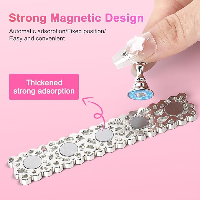 ANGNYA 2 Set Nail Stand for Press Ons, Strong Magnetism Nail Holder for Painting Nails with with 200PCS Nail Sticky Tabs, Nail Display and Practice Stand for Home DIY Beginner Salon Supplies