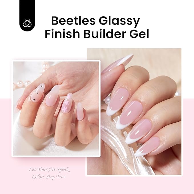 Beetles Hard Gel for Nails Kit,3 Colors 9 in 1 Clear Nude Glitter Sculpted Gel Nail Extension Sculpting High Hardness for Salon Professionals Women,Nude Pink & Clear Builder Nail Gel UV & LED Cured