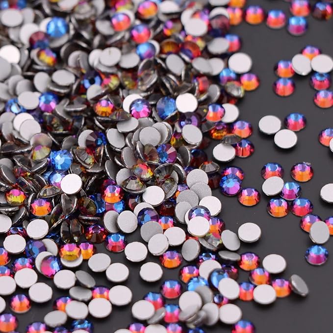 Dowarm 1440 Pieces SS6 Flatback Rhinestones, 2MM Flatback Crystal Rhinestones for Craft Nails Dance Costumes, Non Hotfix Rhinestones (SS6 / 2MM, Blue Flame)