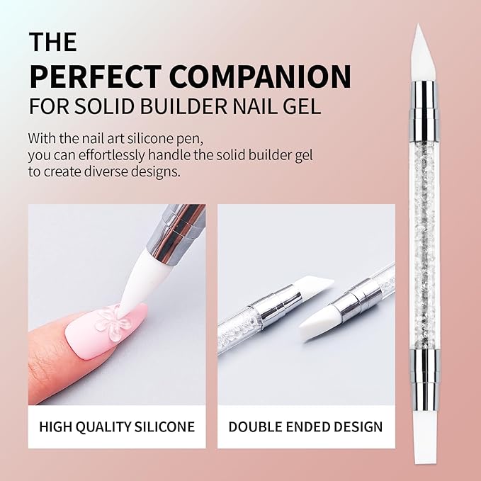 3D Gel Nail Art Kit-Nude Solid Builder Gel for Nails 3D Sculpting Carving Building Modeling Hard Extension for Beginner DIY Salon at Home Cured Needed