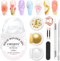 Solid Builder Gel and Gold Chrome Nail Powder CMTQVFL - 4-in-1 Non-Sticky Hand 3D Nail Art with Silver Gold Chrome Powder Clear 3D Hard Sculpting&Extension for Decoration DIY- White Pearl