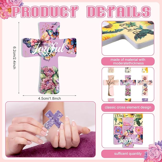 50 Pcs Christian Gifts Bulk for Women Religious Scripture Mini Cross Nail Files Emery Board Double-Sided Nails Boards Bible Verse Group Church Religious Party Favors for Employee Coworkers Supplies