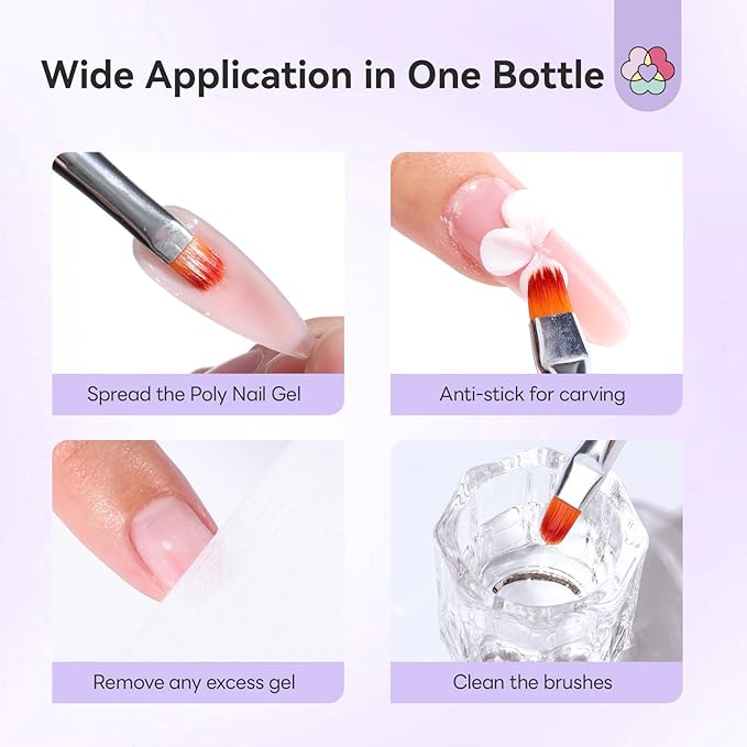 SAVILAND Slip Solution Kit for Poly Nail Gel: 150 ml/5.07fl.oz Nail Extension Slip Solution with Dual-Ended Nail Brush, Large Capacity One-Touch Glide No-Stick Liquid Easy for Nail Art Extension DIY