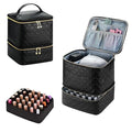 Upgraded Nail Polish Organizer Case - Holds 30 Bottles and 1 Nail Light, Double-layer Nail bag Organzier Case Nail Polish Storage Bag with Handles (Style B-Checker Black)