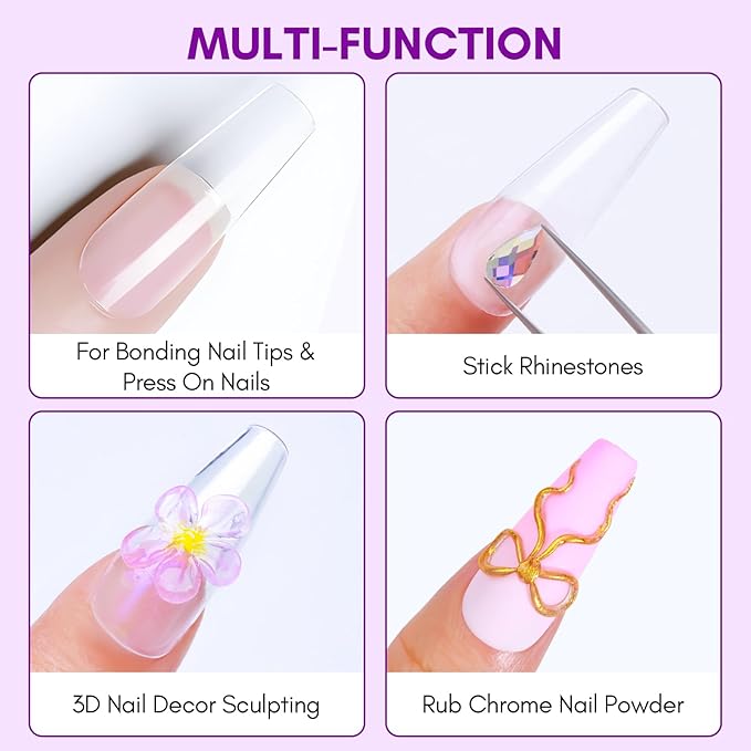 Makartt Solid Nail Glue Gel: Super Strong Nail Glue for Press On & Acrylic Nails, 3D Gel Nails Art Design, Long Lasting Clear Adhesive 15ML, UV Lamp Cured, Ideal for Home Salon DIY Use
