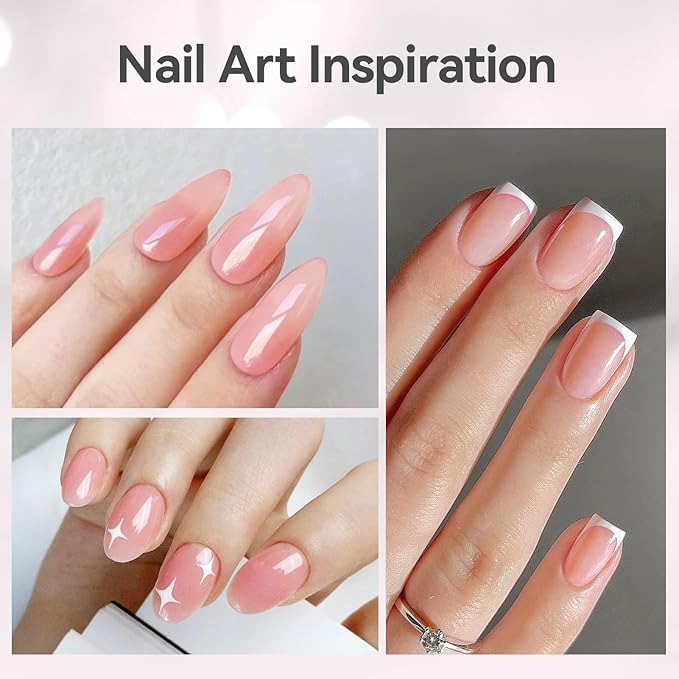 Born Pretty Builder Gel for Nails, 8-in-1 Milky Nude Natural Clear Builder Nail Gel for Apex and Extension Strengthener, Nail GLue Hard Gel Base Rhinestone Glue in a Bottle 15ml