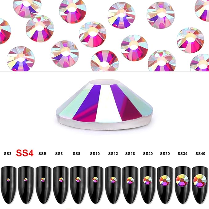 Dowarm 1440 Pieces SS4 Flatback Crystal AB Rhinestones, 1.5MM for Craft Nails Dance Costumes, Non Hotfix