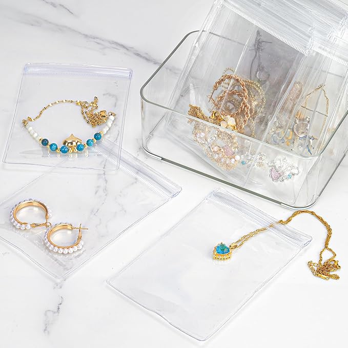Press On Nail Storage Set,30 PVC Ziplock Bags, 30 Nail Art Cards, a Roll of Transparent Double-Sided Tape and an Acrylic Storage Box