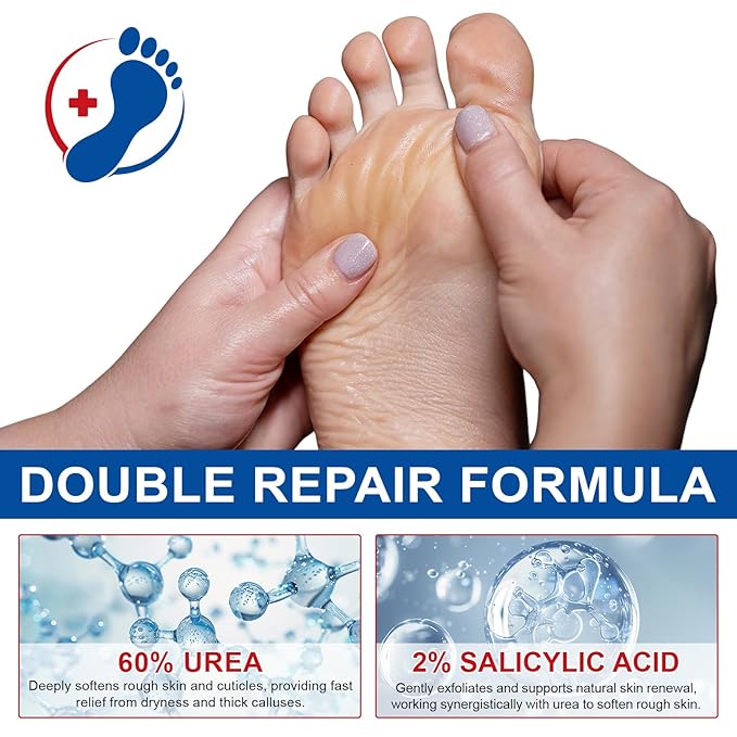 2Pack 60% Urea with 2% Salicylic Acid Foot Care Stick, Maximum Strength Urea Foot Cream Callus Remover for Dry Cracked Heels, Hands, Knees, Exfoliating Moisturizer, Dead Skin Remover Foot Balm