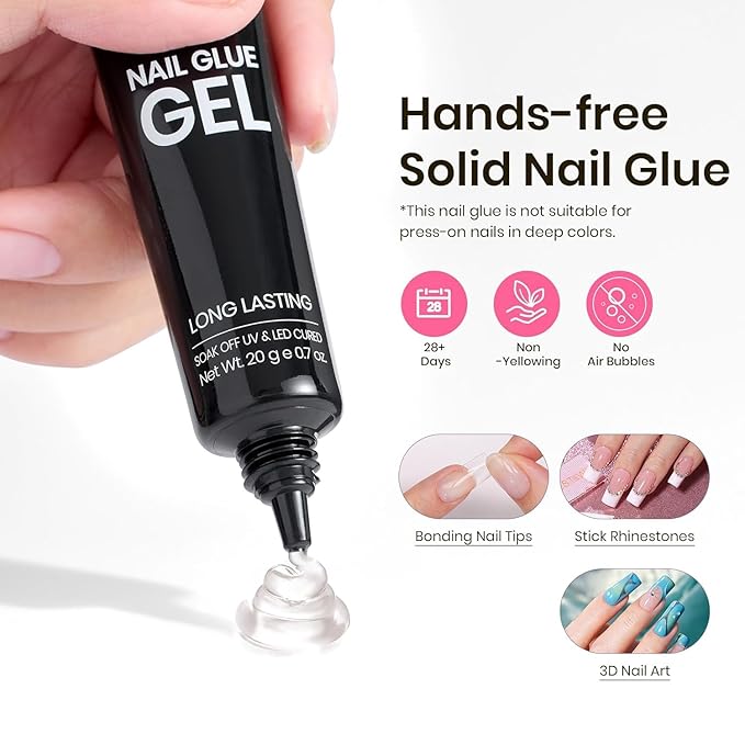 Beetles Tipex Nail Tips Kit Square Medium, 224Pcs 16 Sizes,Pre-building Pre-Etched Strong Thicker Acrylic Tips with Mini U V Lamp Tipex Nail Glue