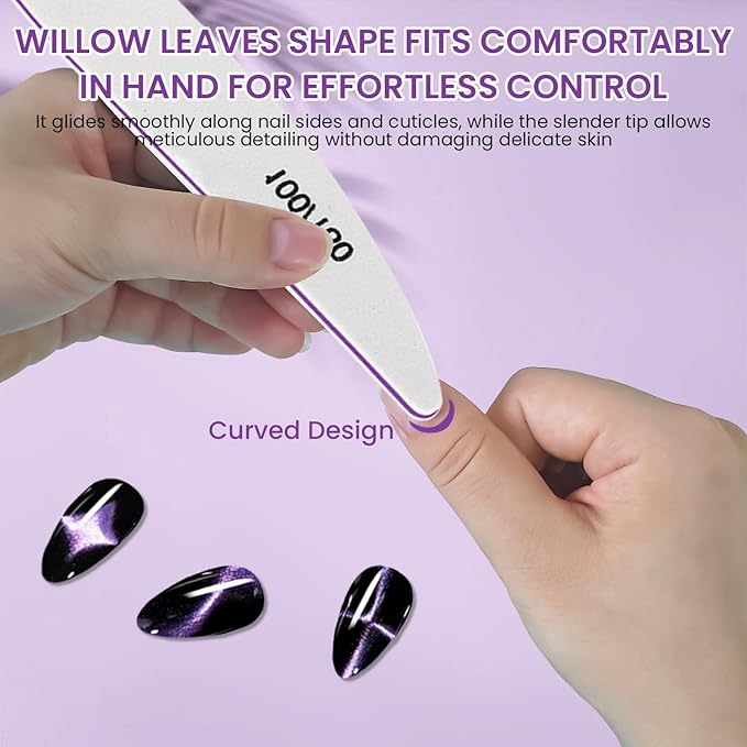 10PCS Nail Files 100/180 Set Grit Double Sided for Natural and Acrylic Nails Professional Fingernail Emery Boards and Shine Kit Supplies for Salon and Home Tech