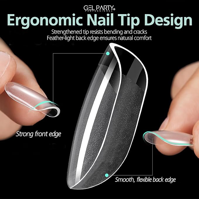 GELPARTY Soft Gel Nail Tips Extra Short Square (XS) - 240Pcs Pre-Buffed Matte Full Cover Tips - Active Length, No Filing Needed, Soak Off Gel Extension System - Clear False Nails (12 Sizes)