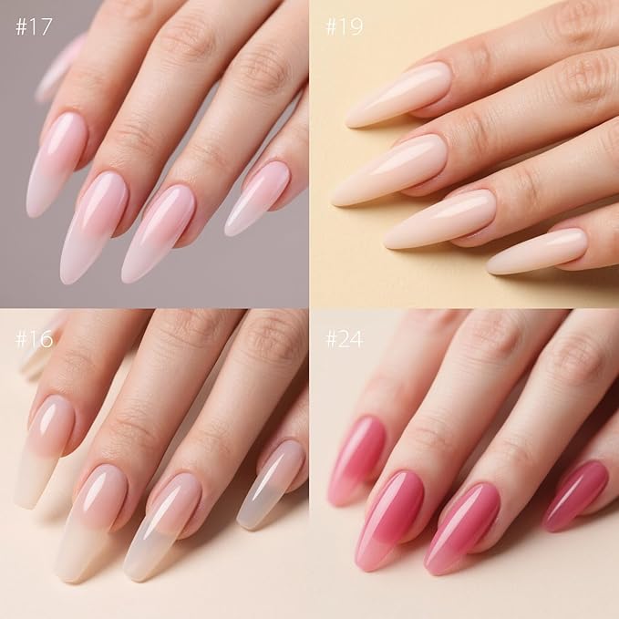 CANNI 6 Pcs 9 Ml Clear Quick Builder Nail Gel Polish Set- Milky White Neutral Nude Pink Colors Builder for Nails Strengthener Gel Thickening Extension for Beginners DIY Home Salon Manicure