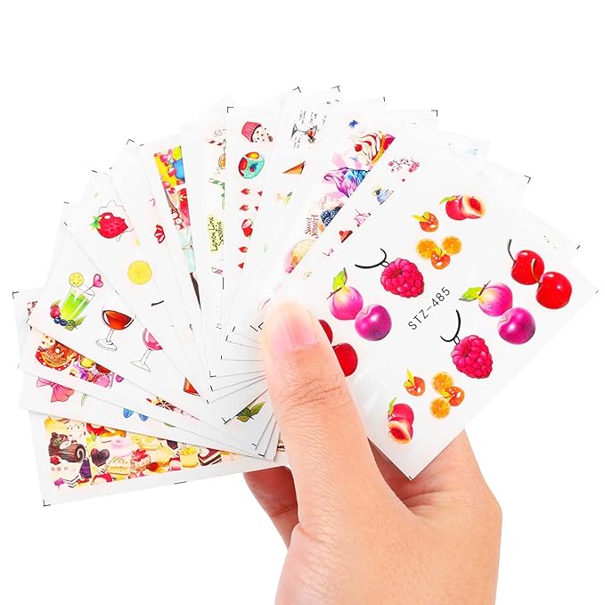40 Sheets Fruits Nail Art Stickers, Holographic Water Transfer Nail Decals Design, Cake Fruit Ice Cream Nail Sticker Supplies for Women Girls Manicure Tips Charms Decoration Cute Acrylic Nails Decal