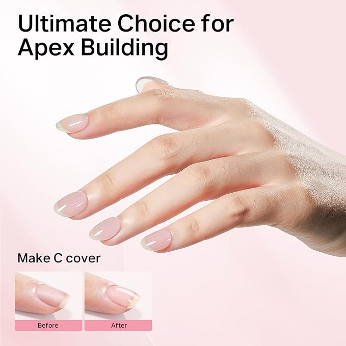 MIZHSE 8 in 1 Builder Gel for Nails, 2Pcs Clear Hard Builder Gel for Nails Strengthen Thickening Tip Design Rhinestone Nail Glue U V LED Extension Gels Kit for Nail Art Design