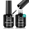 Beetles 2 Pcs 15ml No Wipe Gel Top Coat and Base Coat Set - Shine Finish and Long Lasting Soak Off LED Nail Lamp Gel Base Top Coat Finish Nail Art Design Manicure Gifts for Women