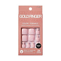 GoldFinger 24 Pcs Press On Toenails, Wide Fit Fake Nails, Baby Pink Gel Stick On Extensions, Reusable DIY Pedicure False Nail Kit with Glue, Cuticle Stick & File, 7 Day Long Lasting Wear