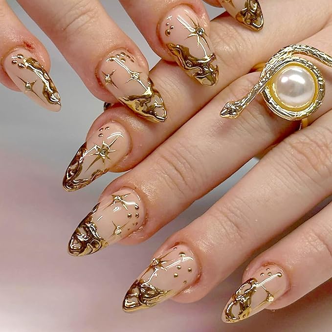 6 Packs (144 Pcs) | Reusable Press on Nails | Stick on Nails 12 Sizes-6 Styles|Almond Nails