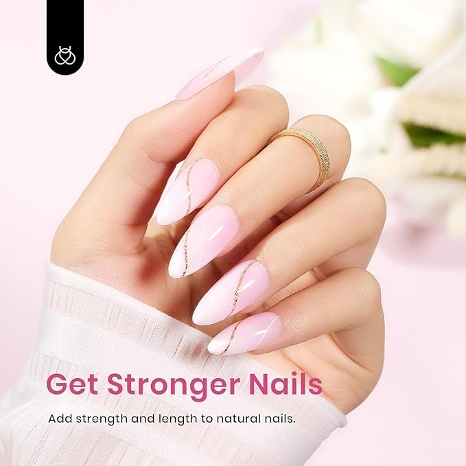Beetles Builder Gel Set-Sheer Luck 6 Colors 8 in 1 Building Apex Strengthening Thickening Extension DIY Salon at Home for Beginner,Nude Pink Builder Nails Gel,UV & LED Lamp Needed