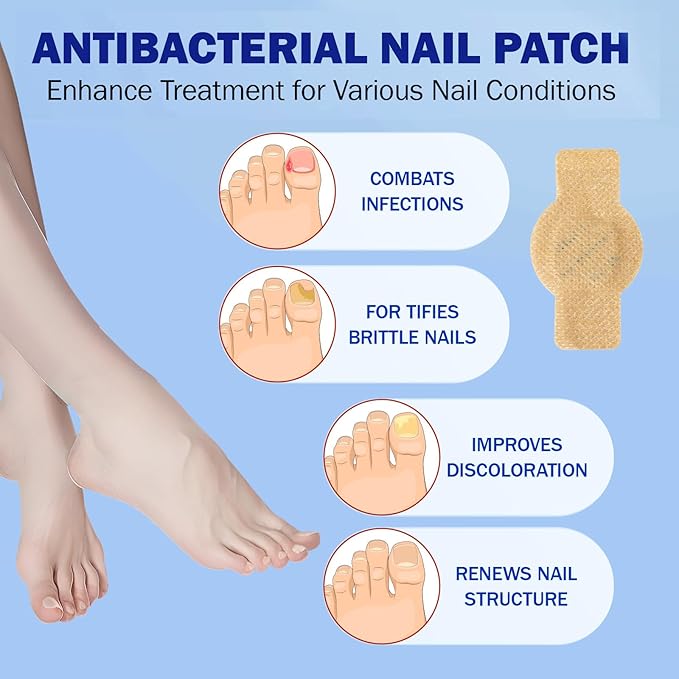 Fungal Nail Patches for Toenails, 42 Count - Nail Repair Patches with 8-Hour Adhesion, for Discolored & Damaged Toenails Care, Overnight Renewal for Men & Women