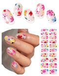 Semi Cured Gel Nail Strips (Cute Flower), 20 Pcs Summer Pink Gel Nail Wraps, Stickers, UV Light Required, Salon Quality, Long Lasting