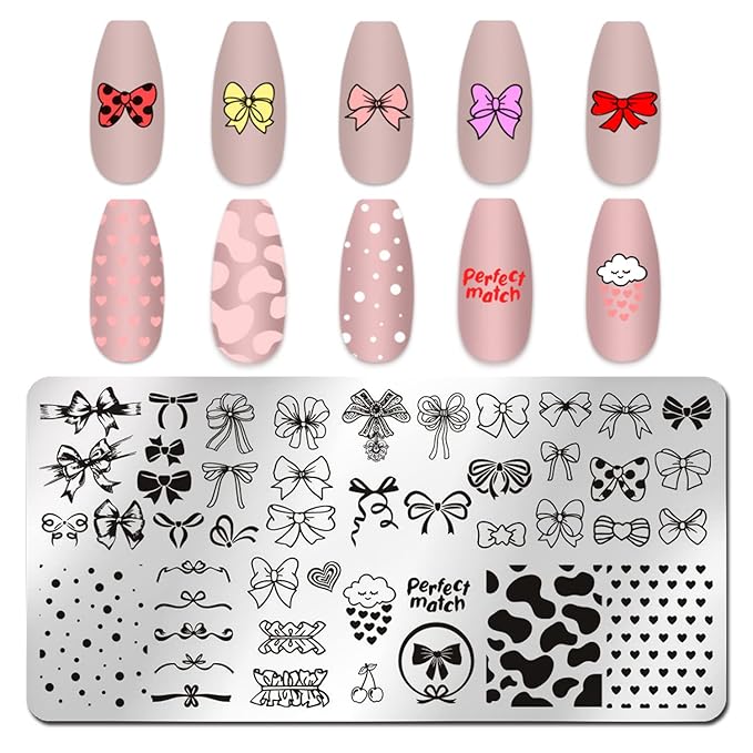 SILPECWEE 6 Pieces Valentine's Day Nail Stamp Nail Stamping Plate Holiday Heart Nails Design Nail Stencils Nail Art Template Nail Polish Stamp Tools Nail Art Accessories for Acrylic Nails