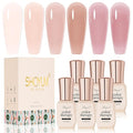 Jelly Nude Gel Nail Polish Set 6 Colors Neutral Sheer Light Pink Purple Gel Polish Kit Translucent Soak off Diy Manicure 2024 New Nail Trend Nail Polish Gift