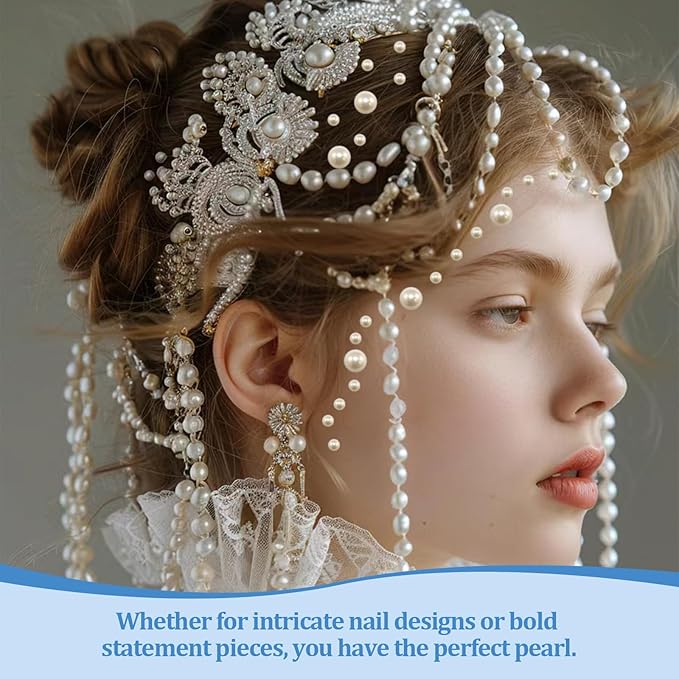 2912 pcs Self Adhesive Pearl Gems for Crafts Flat Back Pearl Stickers for Nails, Face, Body, Hair 6 Sizes (3-10mm) for DIY Art, Wedding Makeup, Scrapbooking