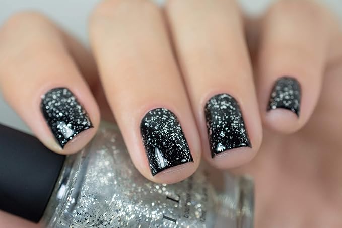ILNP Tinsel - Metallic Silver Flakie Topper Nail Polish, Chip Resistant, 7-Free, Non-Toxic, Vegan, Cruelty Free, 12ml