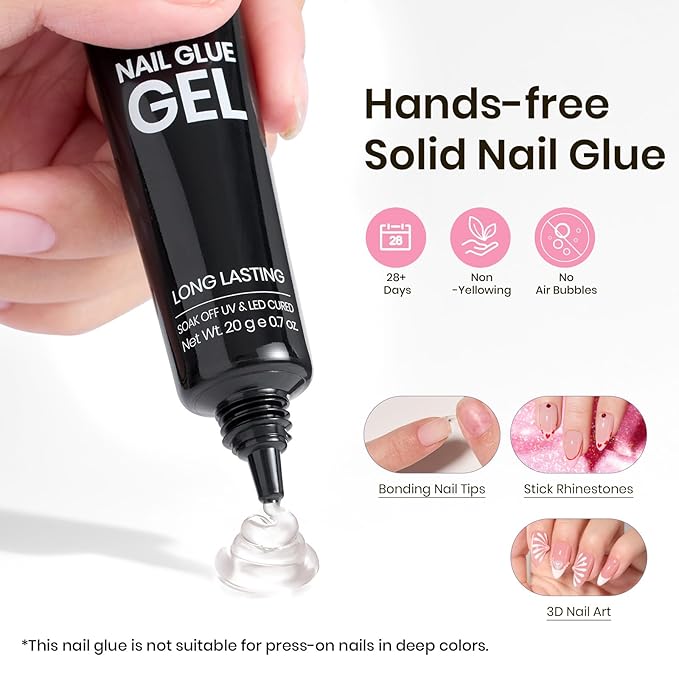 Beetles Tipex Gel Nail Kit, Medium Almond Nail Tips 224 Pcs 16 Sizes Pre-Building Pre-Etched False Nail Tips with Tipex Nail Glue, Mini Nail Lamp Thick Acrylic Nail Set