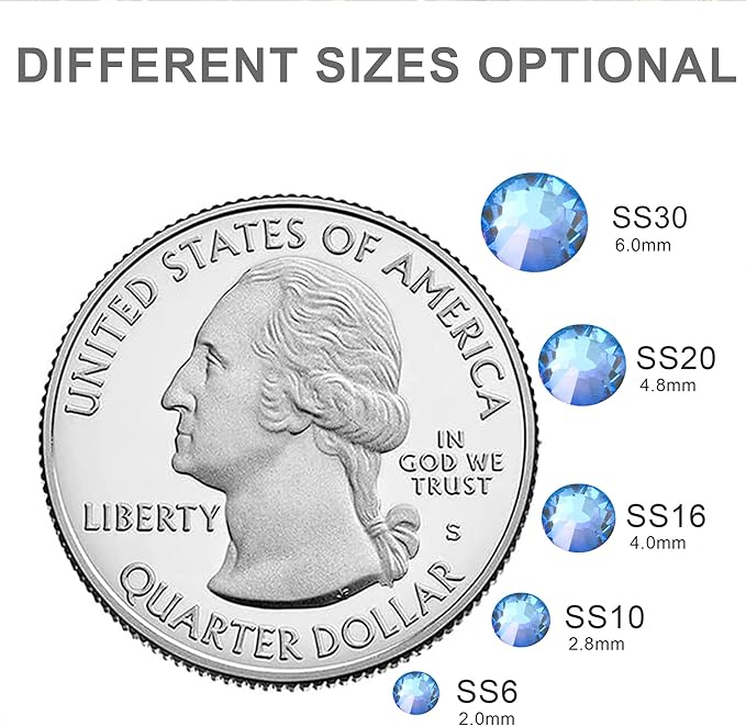 Blinginbox Rhinestones for Crafting,Flatback Rhinestones Glass Gems Stones Round Gemstones Non-Hotfix Crystal for Crafts Nail Decoration,Galaxy Sky Crystal(6.4-6.6mm) SS30/288pcs