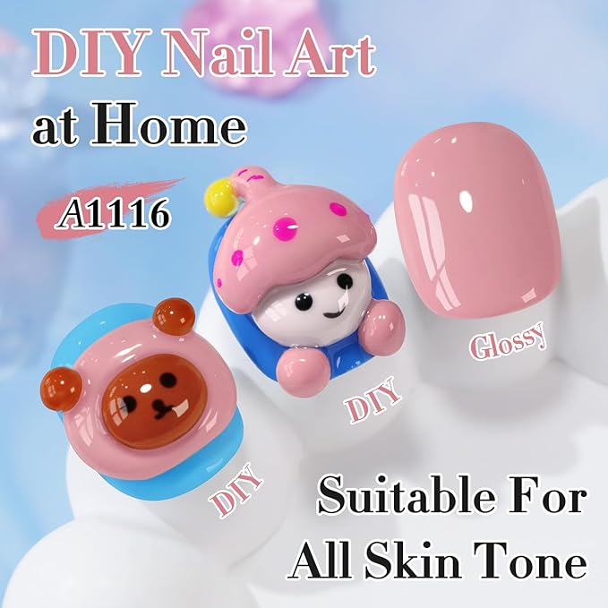 Double Rhythm 0.50 OZ Gel Polish Hema Free Same Color Same Bottle Golden Round Translucent Neutral Natural Milky 15 ML Jelly UV Polish Art DIY at Home (Cream Pink-C1116)