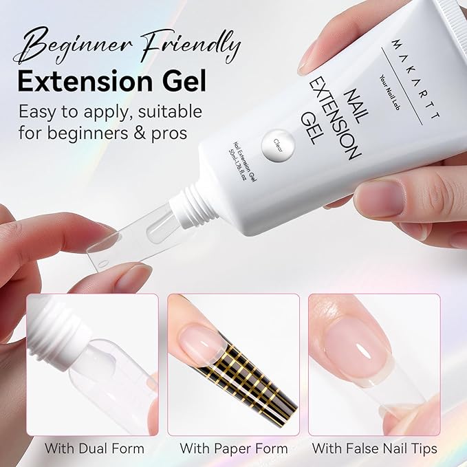 Makartt Hema-Free Poly Nail Gel Clear 50ML Gel Builder for Natural-Looking Strengthener 3D Molding Gel for Trendy Nail Art Long-Lasting and Easy to Use for Home Salon