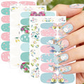 5 Sheets Easter Gel Nail Stickers Cute Rabbit Carrot Nail Polish Strips Colorful Full Wrap Nail Strips Easter Bunny Eggs Nail Strips Stickers Spring Flower Nails Decorations for Women DIY Manicure