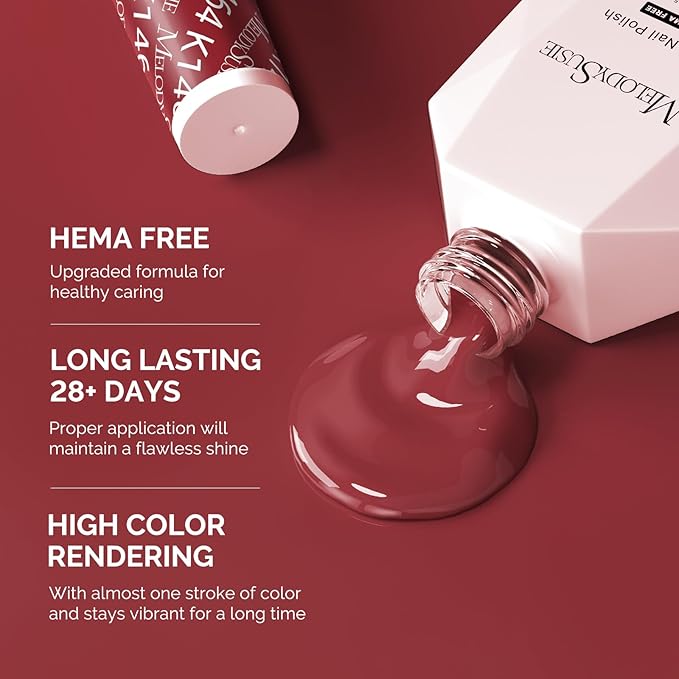 MelodySusie Hema Free Gel Nail Polish, 0.5 Fl Oz Thick Rosy Brown Gel Polish, Non-Toxic, Long Lasting, Soak Off UV Nail Polish, Manicure Nail Design Salon DIY Nail Art at Home K1464