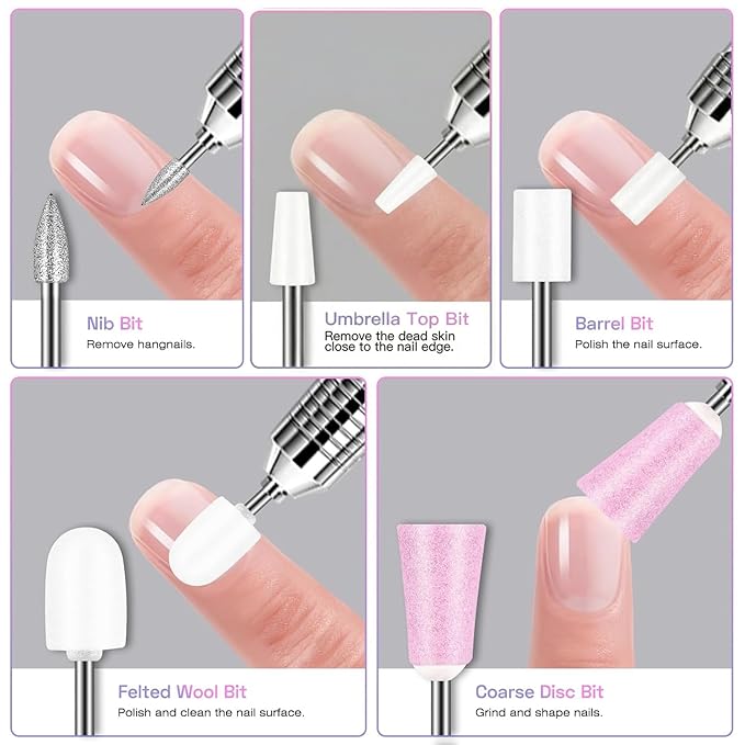 30PCS Nail Drill Bits Set with Holder Case, 3/32 Inch Tungsten Carbide Ceramic Diamond Efile Nail Bits Tool & Organizer for Acrylic Gel Dip Powder Cuticle Removal Polish, Nail Tech Manicure Pedicure