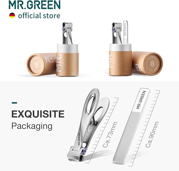 MR.GREEN Nail Clippers Wide Jaw Opening Stainless Steel Fingernail Clipper Thick Hard Toenail Cutter Manicure Scissors Tools (Nail Clipper (Medium))