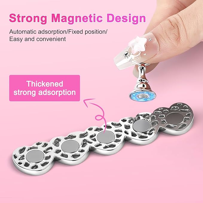 ANGNYA 2 Set Nail Stand for Press Ons, Strong Magnetism Nail Holder for Painting Nails with with 200PCS Nail Sticky Tabs, Nail Display and Practice Stand for Home DIY Beginner Salon Supplies