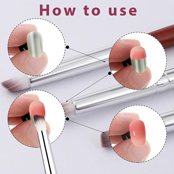 3 Pcs Ombre Nail Brush Nail Art Brush Wooden Ombre Nails Art Gradient Painting Brushes Gradual Color Blooming Nails Drawing Pen Manicure Gel Polish Brushes