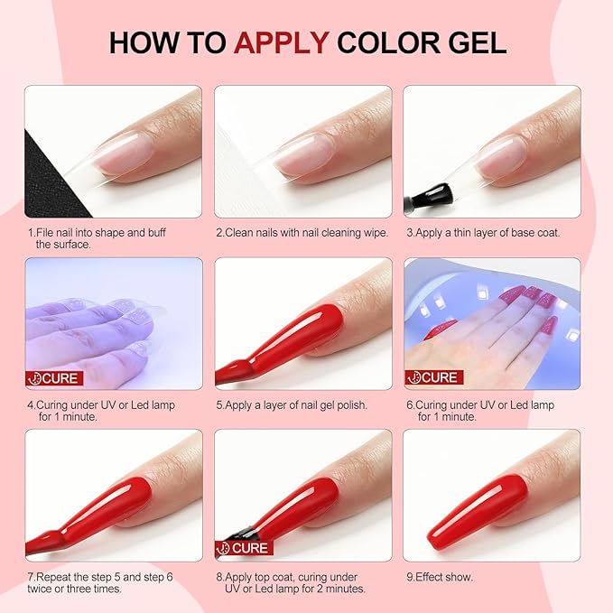COSCELIA 53ps Gel Nail Polish Kit with U V light and Drill Starter Kit 35 Spring Colors Gel Polish 5pcs Top Base Coat LED Lamp Nail Art All Seasons Gel Manicure Kit Valentines Day Gifts for Women